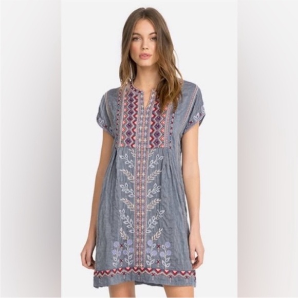Johnny Was Dresses & Skirts - Johnny Was Women's X-Small Floral Embroidered Dress Boho Short Sleeve, V-Neck